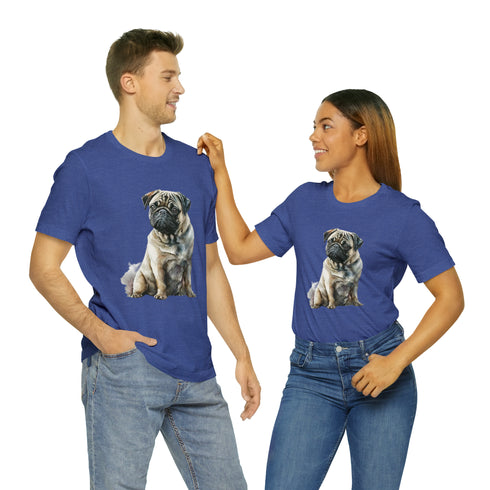 Loving Pug in Watercolor - Short Sleeve Tee